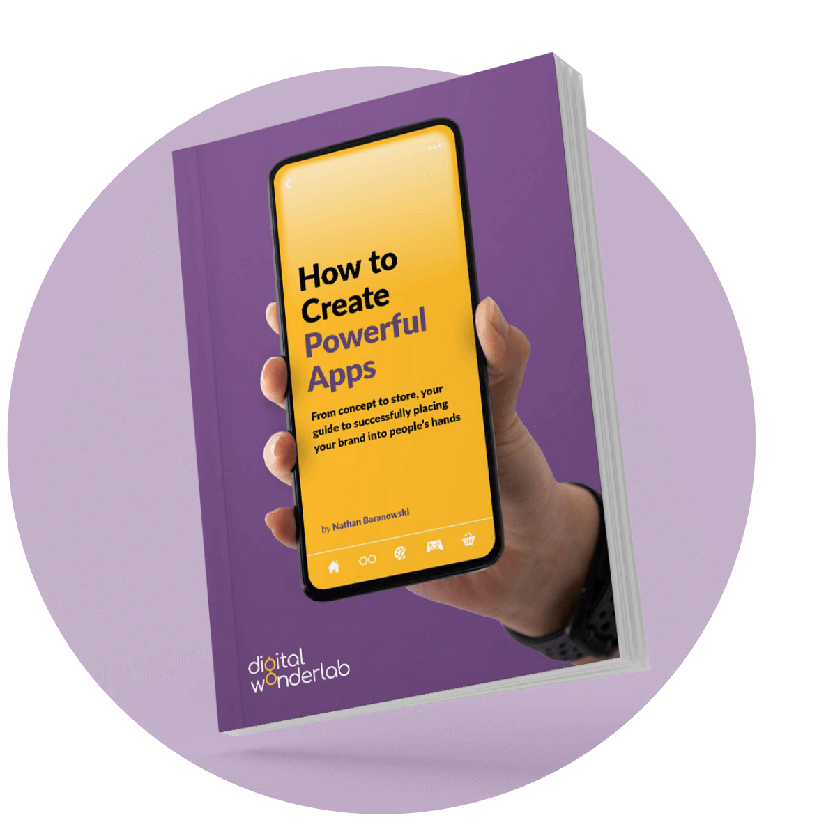 eBook front cover with hand holding mobile