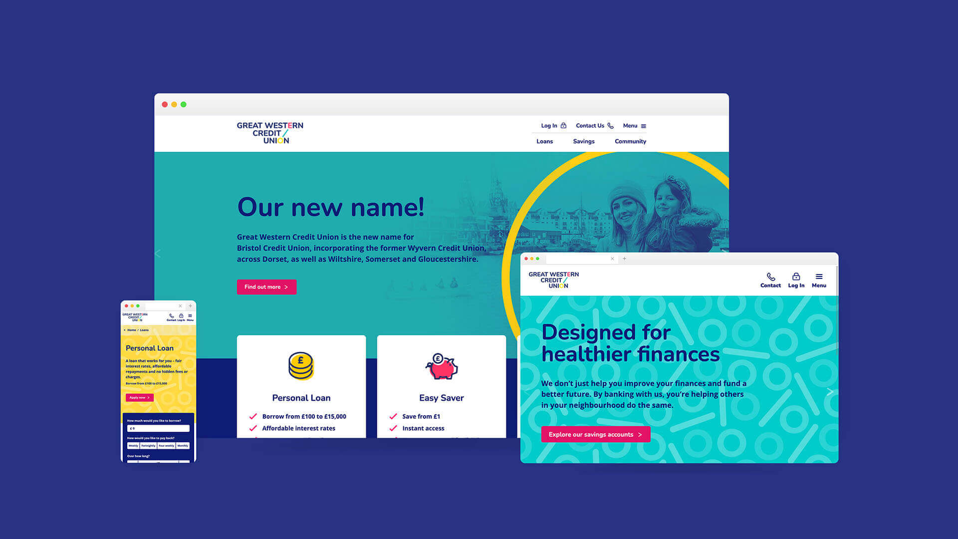 Image showing the Great Western Credit Union website on different devices
